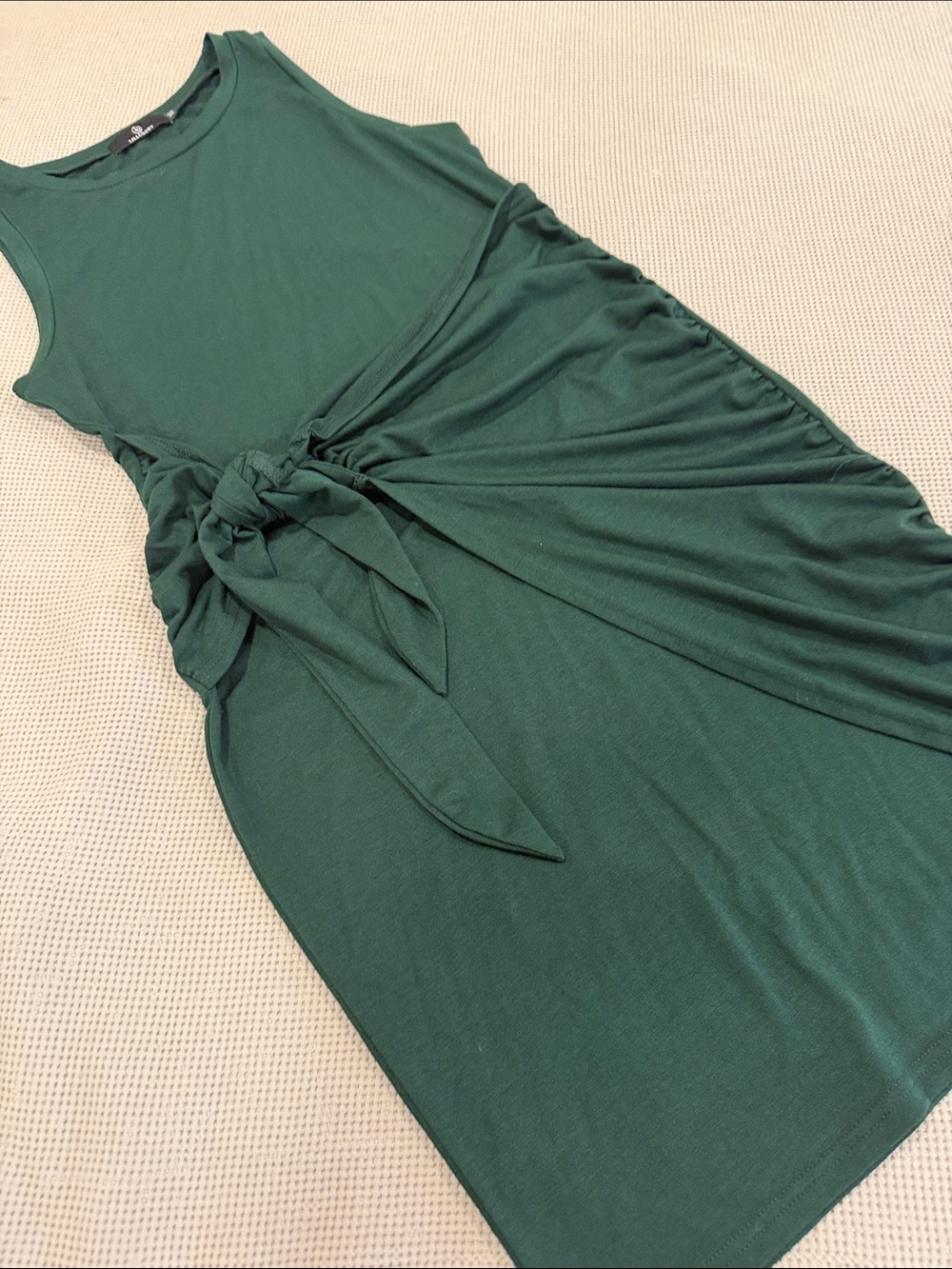 Tie-Waist Midi Dress in Forest Green